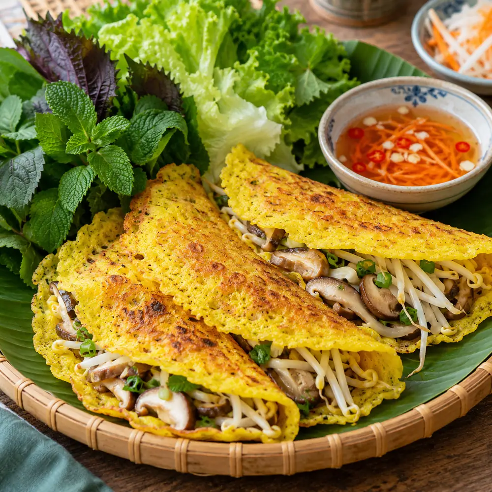 Vietnamské bánh xèo s hubami a klíčkami