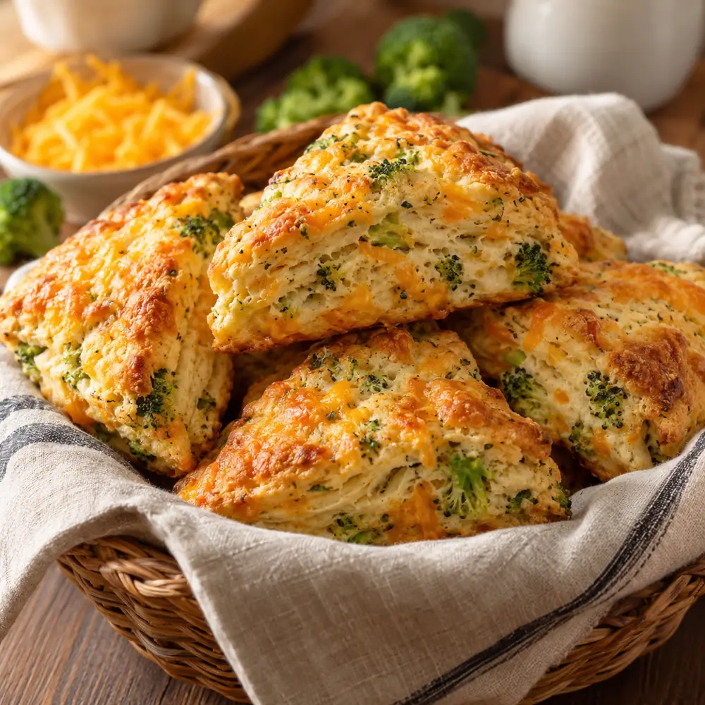 Brokolicové scones s výrazným syrom a pažítkou