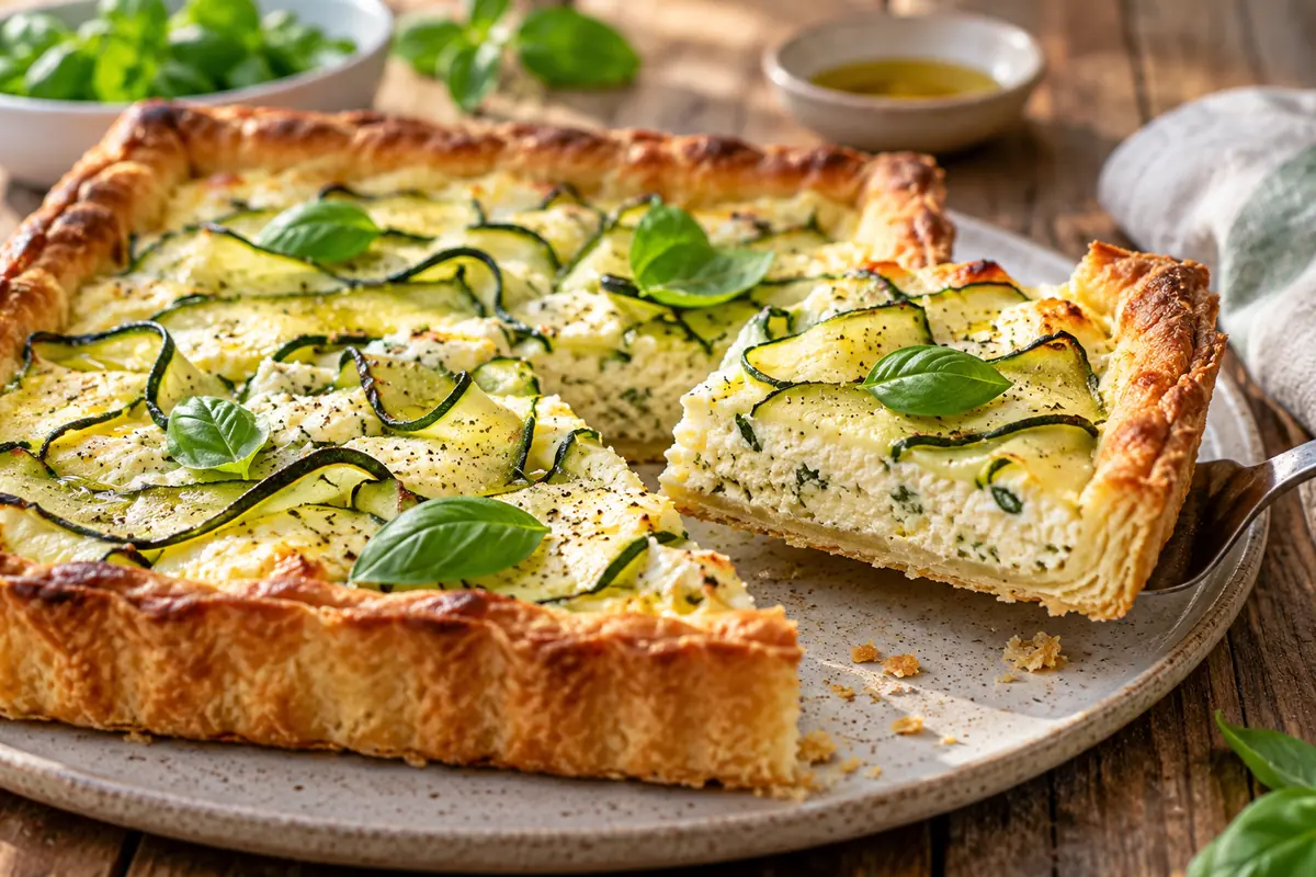 Cuketový tart s ricottou a bazalkou