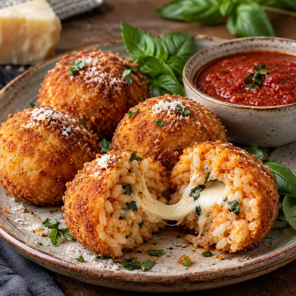 Pečené ryžové arancini s mozzarellou a bylinkami