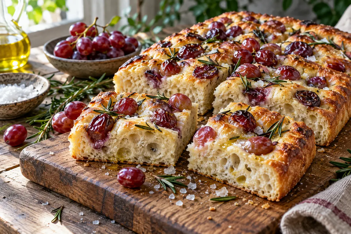 Hroznová focaccia s rozmarínom