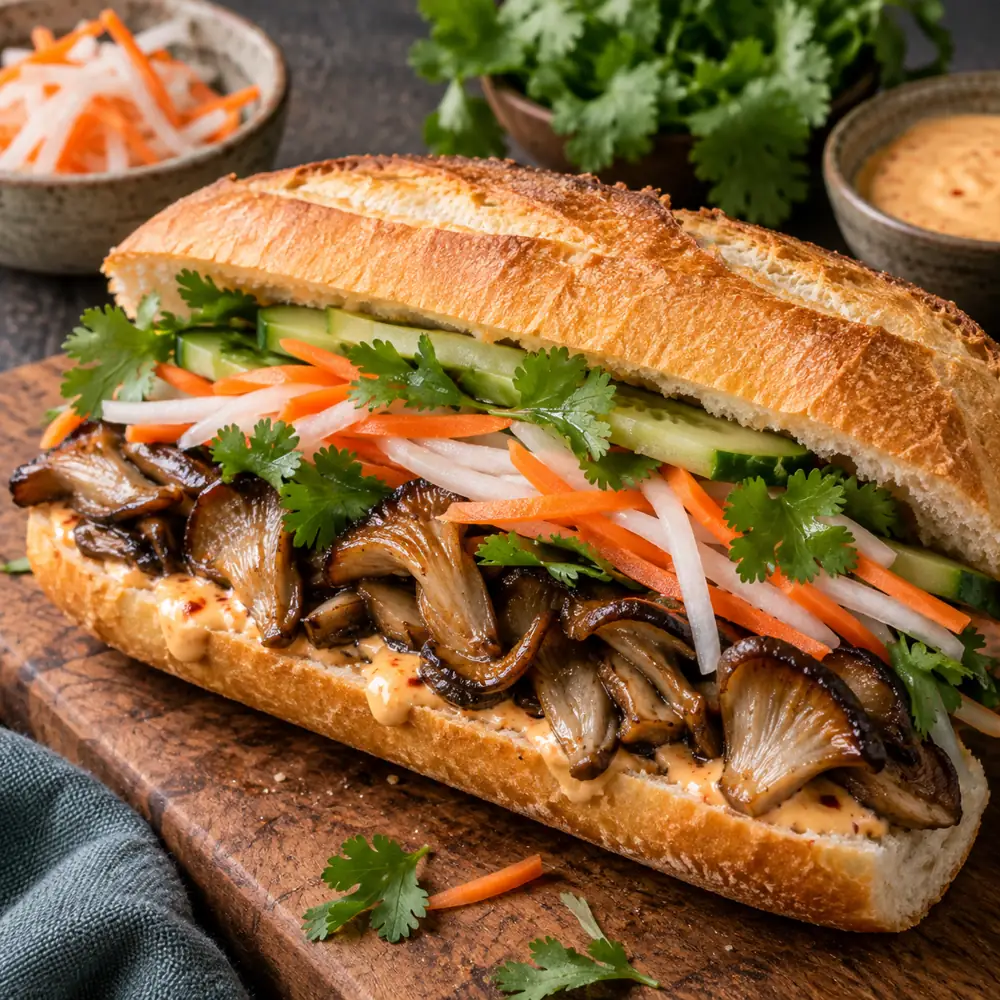 Hubový banh mi s nakladanou mrkvou a daikonom