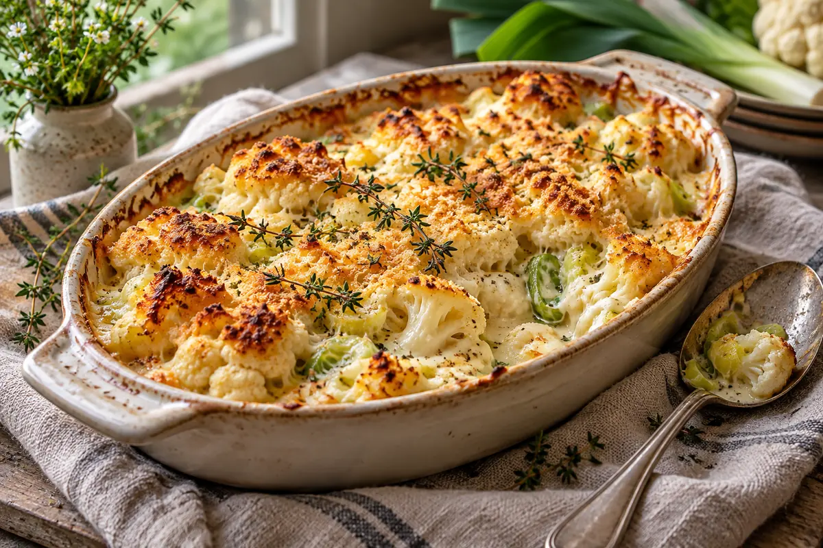 Karfiolový gratin s pórom a tymianom
