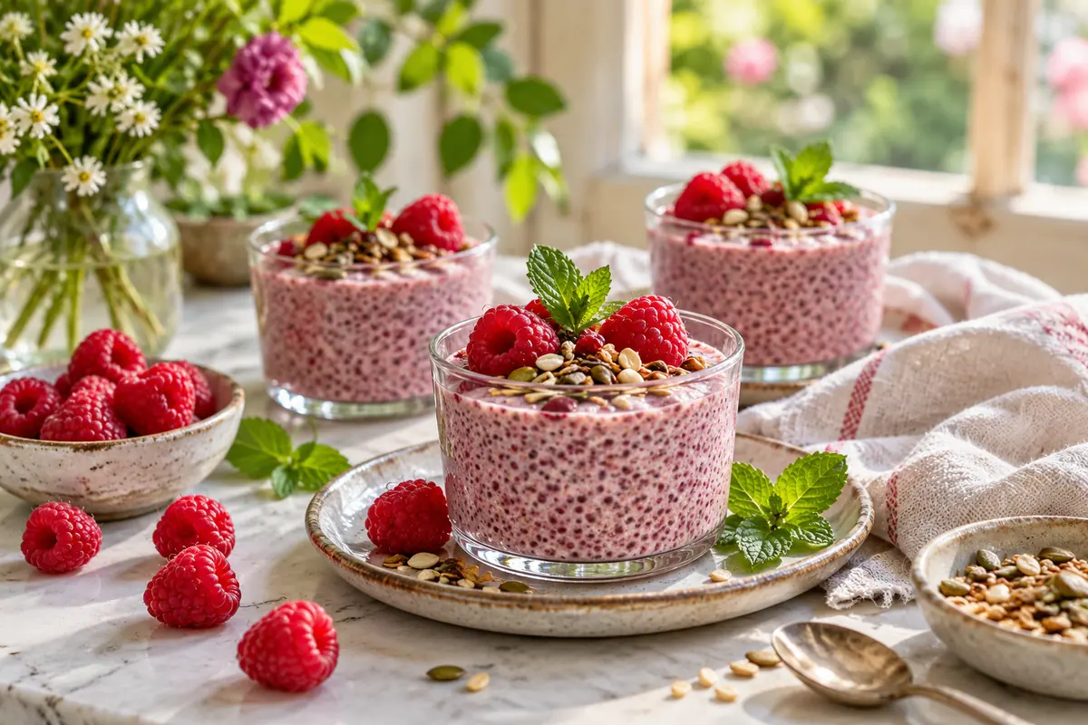 Malinový chia puding s citrónom
