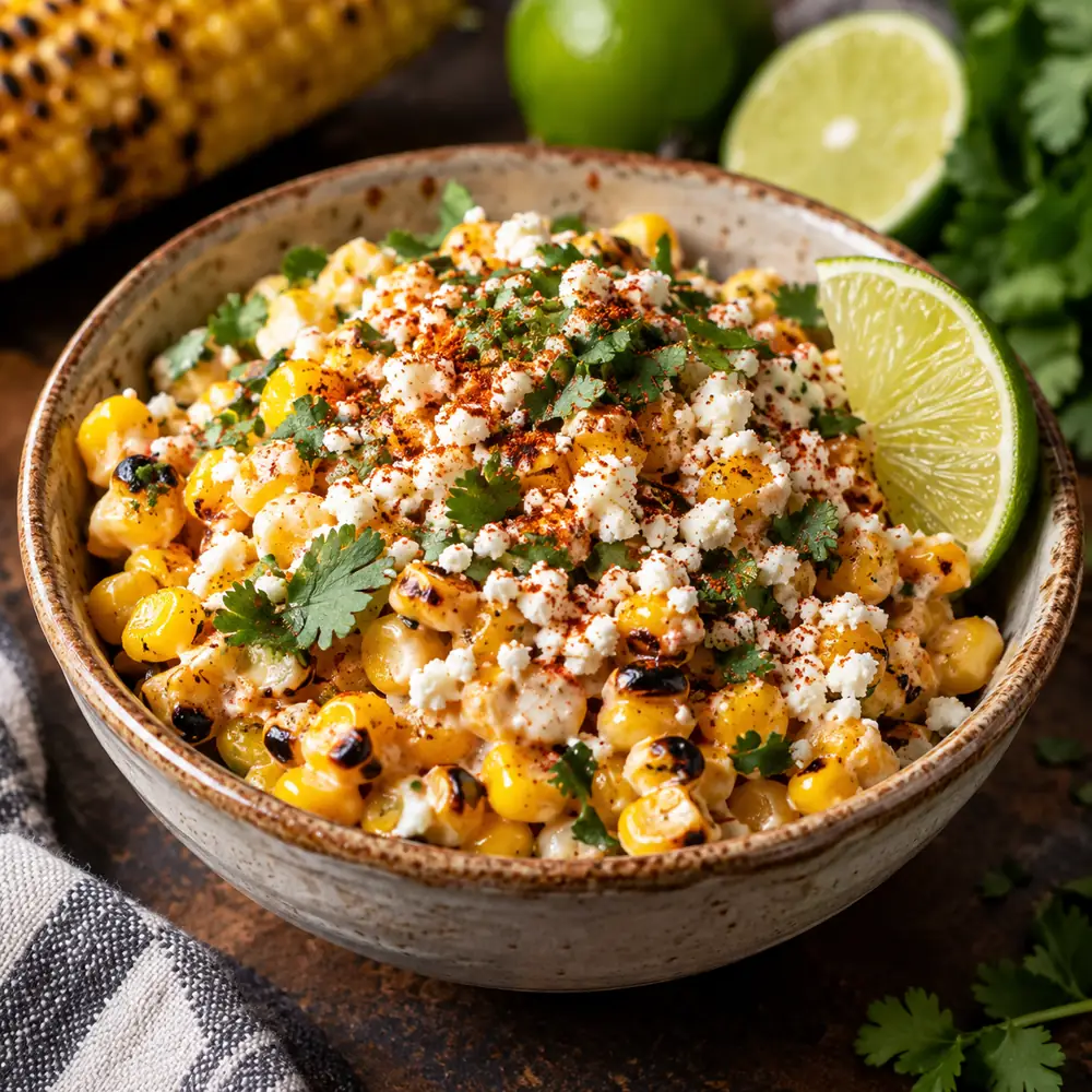 Mexický esquites s grilovanou kukuricou a limetkou