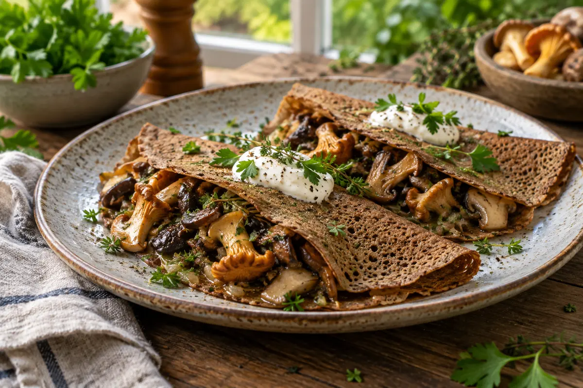 Pohánkové palacinky s hubami a tymianom
