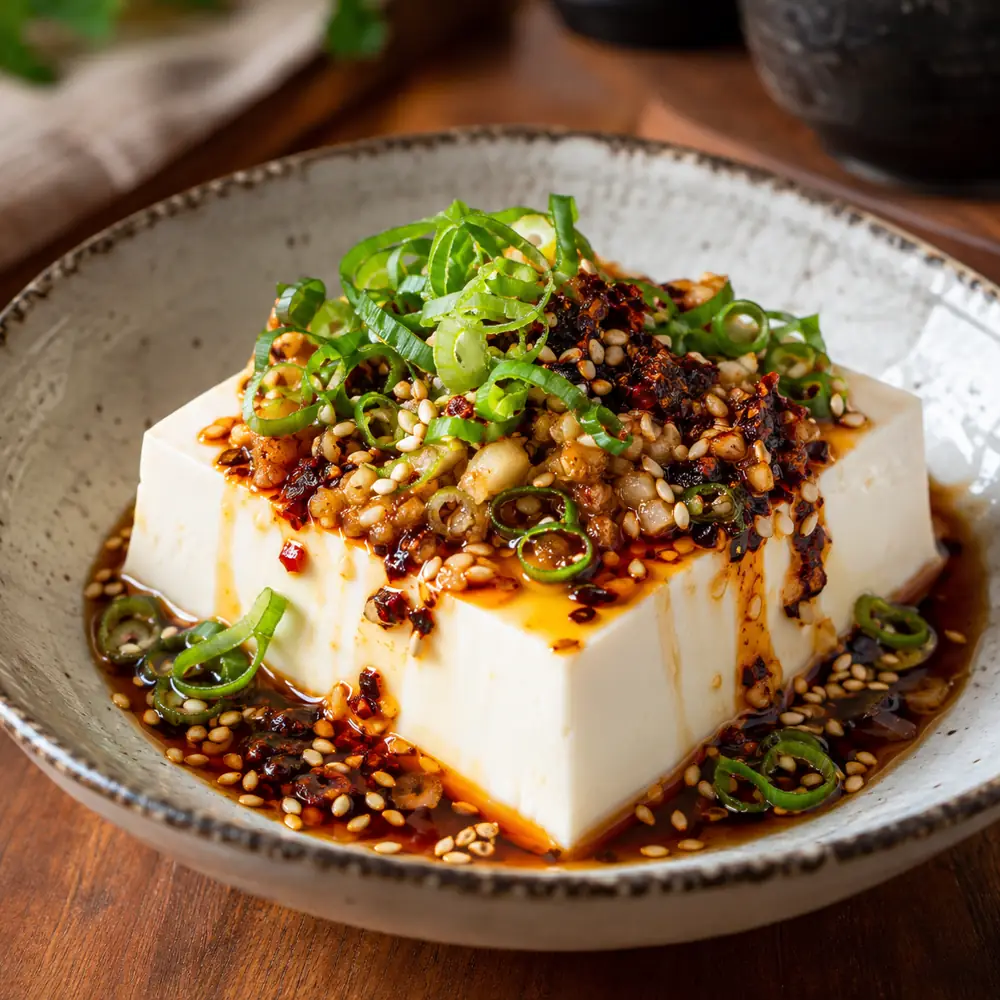 Silken tofu so zázvorom, jarnou cibuľkou a sójou