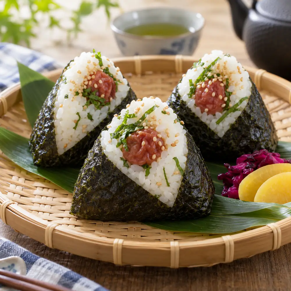Japonské onigiri s nakladanou slivkou umeboshi